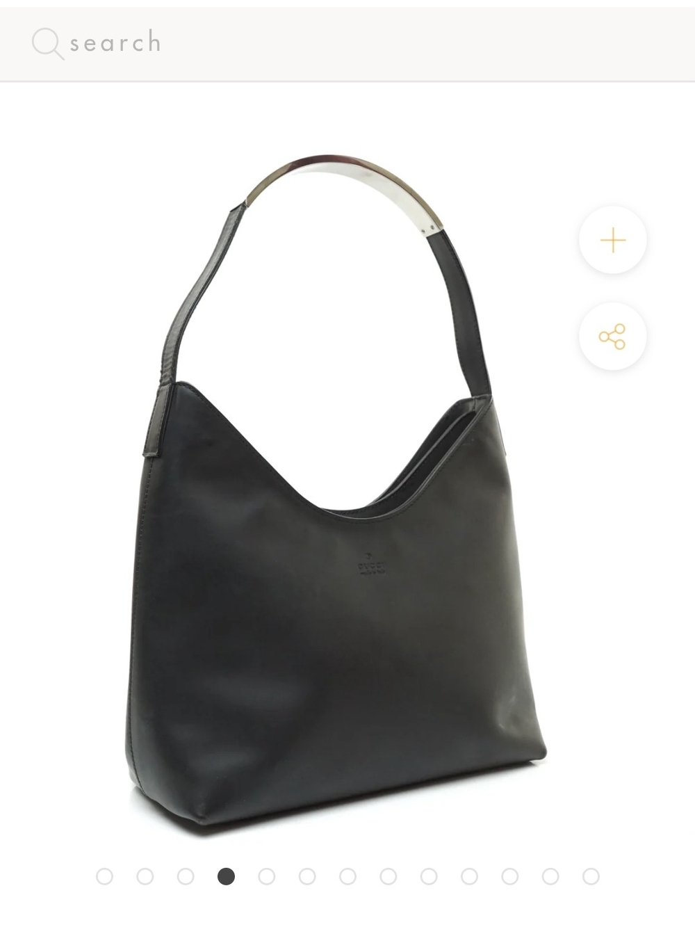 VINTAGE - Gucci Black Leather Shoulder Hobo Bag with Silver Metal Accent - Picture 4 of 16